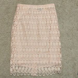 Light Pink Ann Taylor Crochet Pencil Skirt